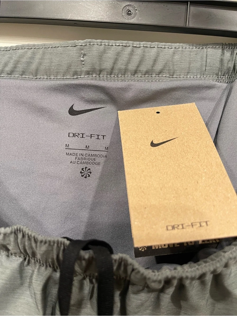 Nike Men’s Gray Athletic Training Shorts with Black Drawstring